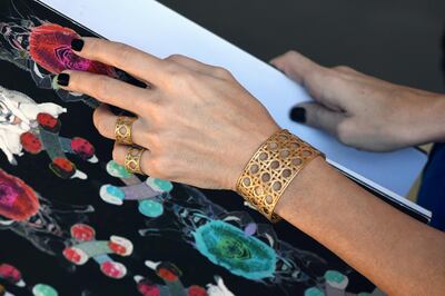 Khaizaran cuff and rings by Nada Ghazal