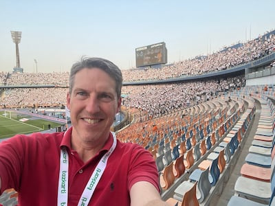 The National's Andy Mitten in the stadium wearing a red T-shirt - the colours of Zamalek's great rivals, Al Ahly. Photo: Andy Mitten