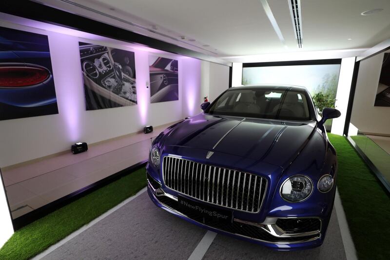 Abu Dhabi, United Arab Emirates - Reporter: Simon Wilgress-Pipe: A Bentley Flying Spur. The opening of the new Bentley Emirates showroom. Tuesday, January 21st, 2020. Abu Dhabi. Chris Whiteoak / The National