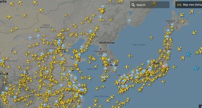 The airspace over Japan on Sunday, March 29. Courtesy FlightRadar24.