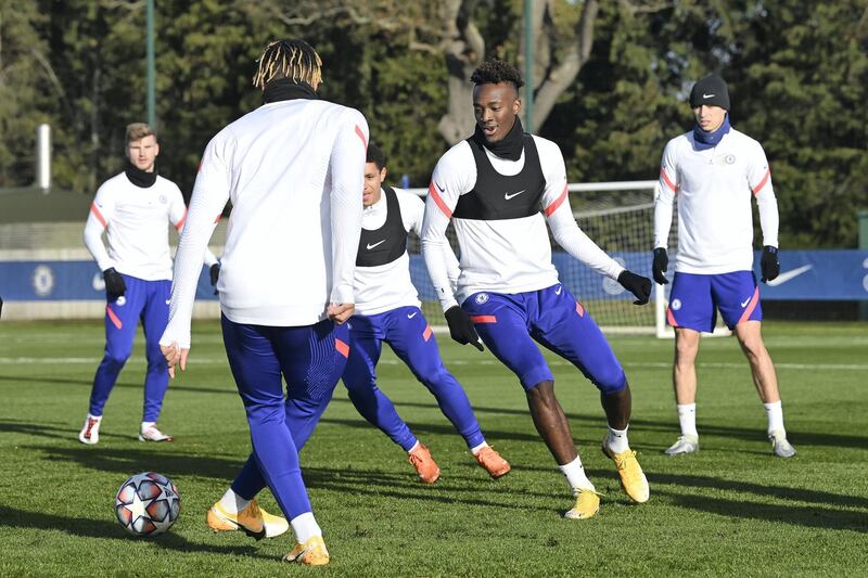 COBHAM, ENGLAND - DECEMBER 01:  Tammy Abraham of Chelsea during a training session at Chelsea Training Ground on December 1, 2020 in Cobham, United Kingdom. (Photo by Darren Walsh/Chelsea FC via Getty Images)