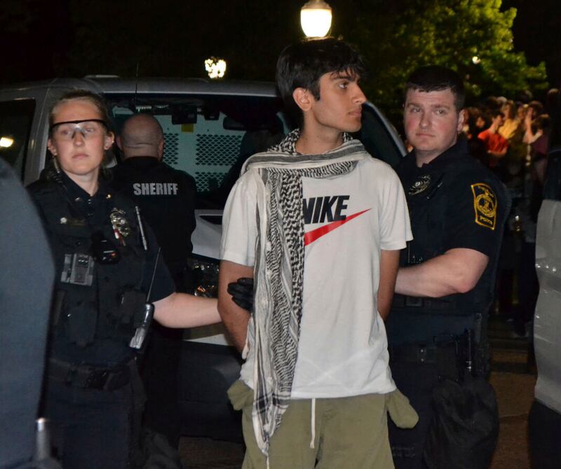 Vish Gill, a prominent figure at pro-Palestine protests, is arrested at Virginia Tech campus. AP