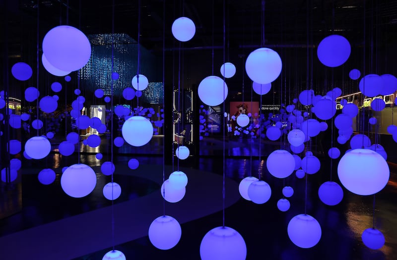 Lights at the Estonia pavilion at the EXPO 2020 site in Dubai. Pawan Singh / The National.