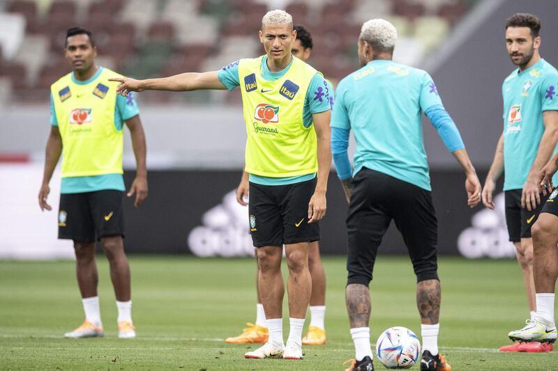 Brazil forward Richarlison attends a training session at the National Stadium in Tokyo on June 5, 2022. AFP