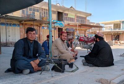 Taliban fighters gather in Farah, capital of Farah province south-west of the Afghan capital Kabul. AP