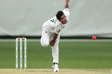 PERTH, AUSTRALIA - NOVEMBER 13: Naseem Shah of Pakistan bowls during day three of the International Tour match between Australia A and Pakistan at Optus Stadium on November 13, 2019 in Perth, Australia. (Photo by Paul Kane/Getty Images)