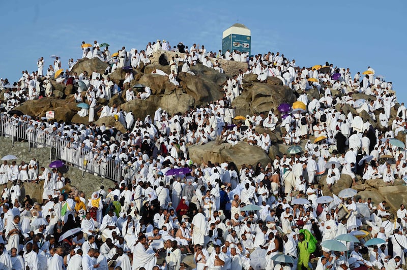 Pilgrims crowd Saudi Arabia's Mount Arafat, also known as the Mount of Mercy, during the Hajj pilgrimage. AFP