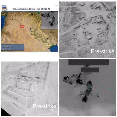 A combination of images depicts what the U.S. military says are bases of the Kataib Hezbollah militia group that were struck by U.S. forces, in the city of Al-Qa'im, Iraq December 29, 2019 is seen in this handout picture provided by the U.S. Department of Defense. U.S. Department of Defense/Handout via REUTERS  ATTENTION EDITORS - THIS IMAGE HAS BEEN SUPPLIED BY A THIRD PARTY