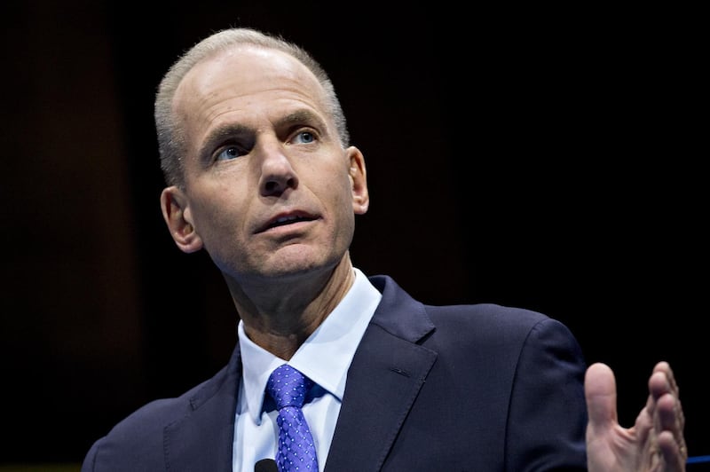 Dennis Muilenburg, chief executive officer of Boeing Co., speaks during a Business Roundtable CEO Innovation Summit discussion in Washington, D.C., U.S., on Thursday, Dec. 6, 2018. The summit features discussions with Americas top chief executive officers, government leaders and industry experts on ideas and policies. Photographer: Andrew Harrer/Bloomberg