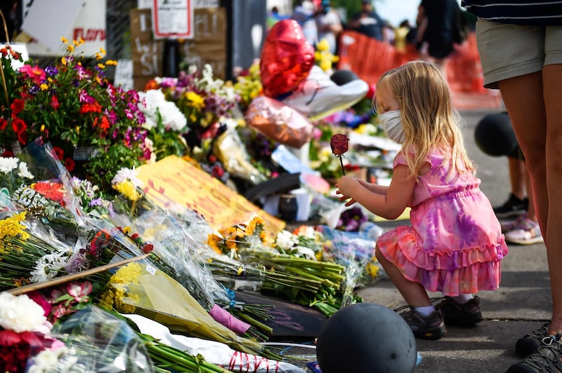 People continue to gather near the intersection of 38th and Chicago in front of the Cup Foods at the spot where George Floyd was arrested and who later died in police custody, in Minneapolis, Minnesota, US.  EPA