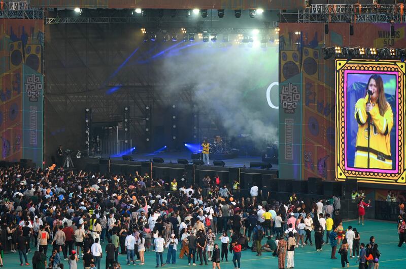 Spectators watch a performance during Lollapalooza India