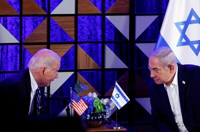 US President Joe Biden during his meeting with Israeli Prime Minister Benjamin Netanyahu last October. Reuters