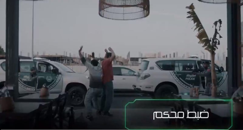 A still from a video from Dubai Police showing how they worked together with Abu Dhabi authorities to catch a pair of men they accuse stole Dh1.5m from a Bentley in the capital. Courtesy Dubai Police