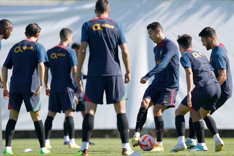 Portugal's Cristiano Ronaldo during training. EPA