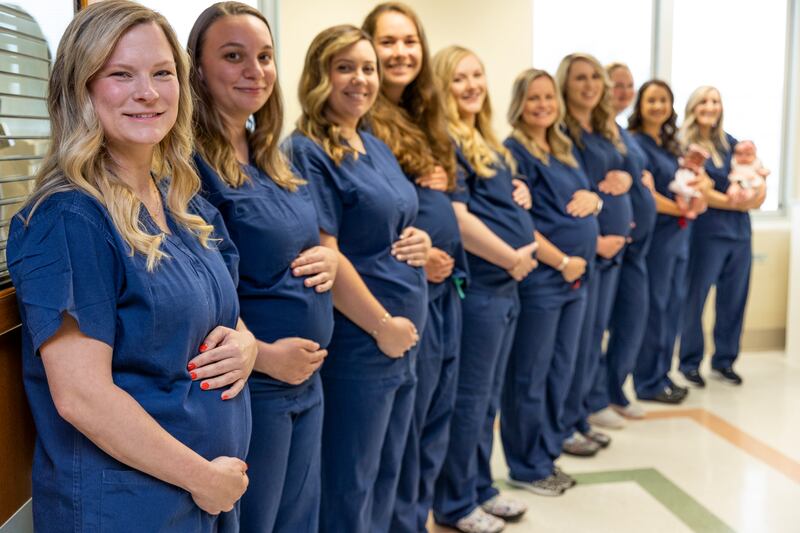 Nurses and staff at the neonatal intensive care unit at Riverside Regional Medical Centre in Virginia are preparing to welcome their own babies. All photos: Riverside Regional Medical Centre