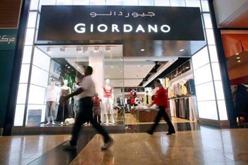 A Giordano advertisement is diplayed prominently in Dubai. The fashion brand is undergoing major expansion. 
Pawan Singh / The National