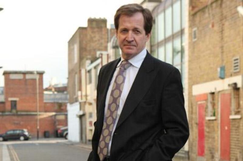 Alastair Campbell,  Director of Communications and Strategy for the British Prime Minister Tony Blair from 1997 to 2003.  His first novel, "Maya" has just been published, and he is seen here in London's Camden district after an appearance on Sky 1 TV channel, and an interview by Philippa Kennedy for The National.  Photograph by Jonathan Player for The National, 10th Feb 2010.