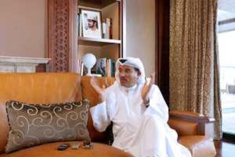 
DUBAI, UNITED ARAB EMIRATES – Dec 30: Mohamed Ali Alabbar, Chairman of Emaar Properties PJSC talking about Burj Dubai during the interview at his office in Emaar Square in Dubai. (Pawan Singh / The National) For Business. Story by Wayne Arnold *** Local Caption ***  PS3012- ALABBAR10.jpg