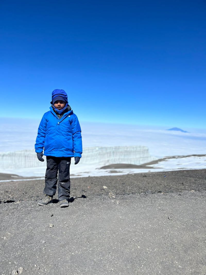 Ayaan Mendon during his climb of Mount Kilimanjaro in Tanzania. Photo: Rao Ali Mehmood
