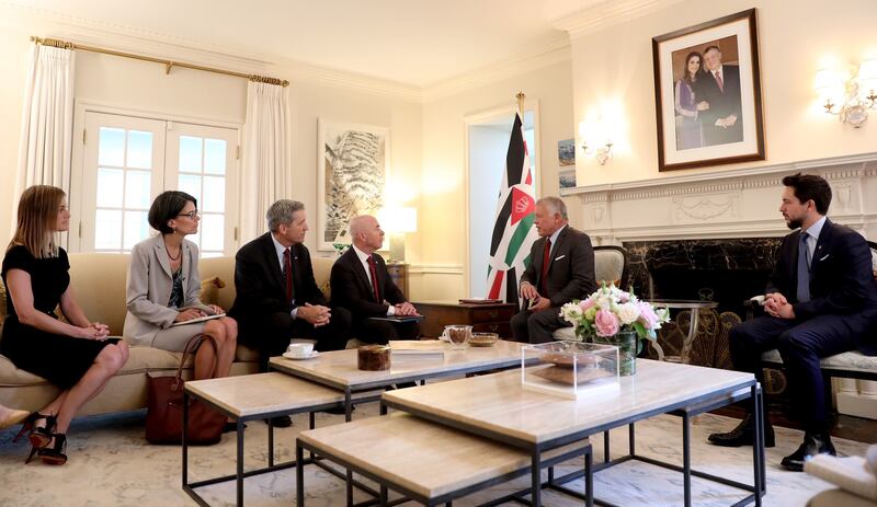 King Abdullah II and Crown Prince Al Hussein meet with US Homeland Security Secretary Alejandro