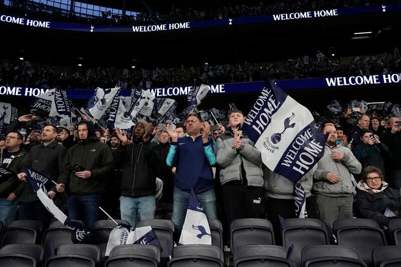 Tottenham fans in their new home stadium. EPA