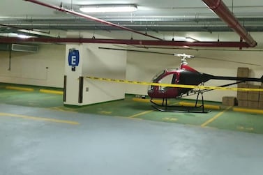 Guests were greeted by the surprising sight of a helicopter parked up underneath a Dubai hotel. Picture supplied