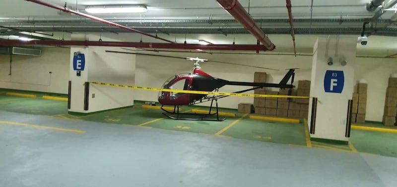 Guests were greeted by the surprising sight of a helicopter parked up underneath a Dubai hotel. Picture supplied