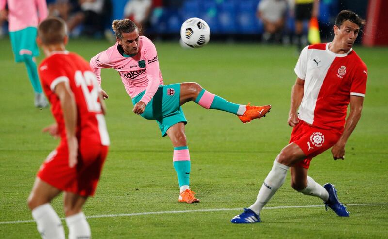 Barcelona's Antoine Griezmann shoots at goal. Reuters