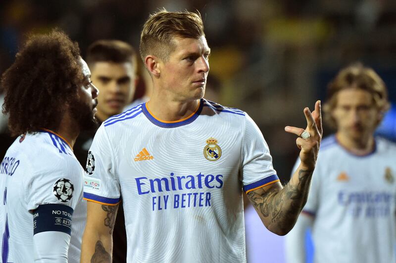 LM Toni Kroos (Real Madrid) - “When Toni Kroos is on form, the manager is far more relaxed,” said Real Madrid coach Carlos Ancelotti after the Germany midfielder had pulled the strings through a potentially tricky night in Tiraspol. Thumped in the second goal of the 3-0 win at Sheriff. AFP