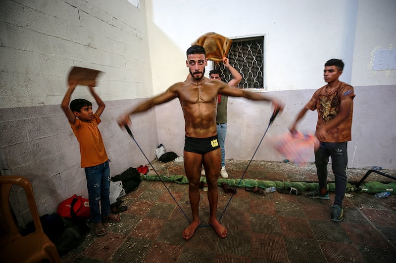 A man trains in Gaza city. EPA