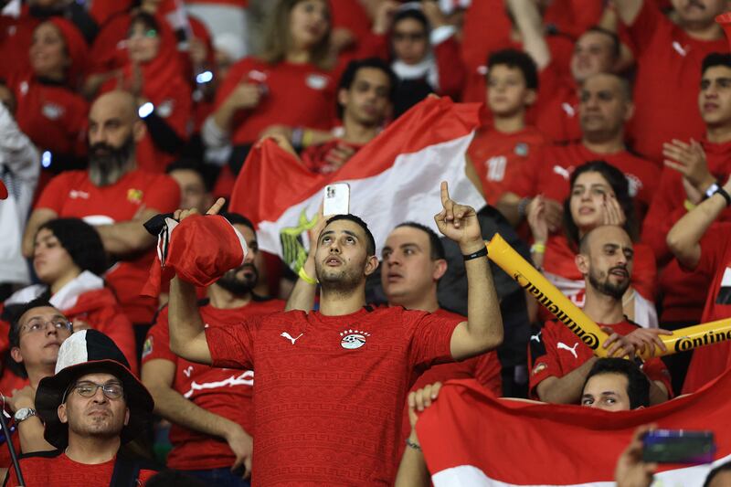 Egypt supporters in Yaounde on Sunday. AFP