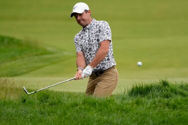 Rory McIlroy, of Northern Ireland, hits on the fifth hole during the first round of the U. S.  Open golf tournament at The Country Club, Thursday, June 16, 2022, in Brookline, Mass.  (AP Photo / Charles Krupa)