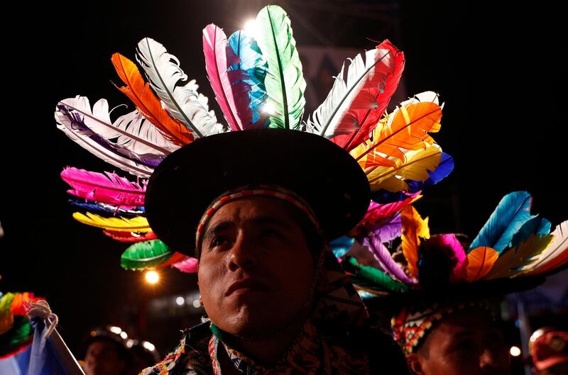 A supporter of Bolivian President Evo Morales, attends Morales' closing campaign rally in El Alto, on the outskirts of La Paz, Bolivia.  AP