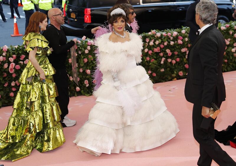 Actress Joan Collin arrives at the 2019 Met Gala in New York on May 6. EPA