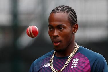England fast bowler Jofra Archer during a net session at Old Trafford. Reuters 