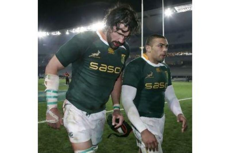 Victor Matfield, left with Bryan Habana, wants a strong display from South Africa today.