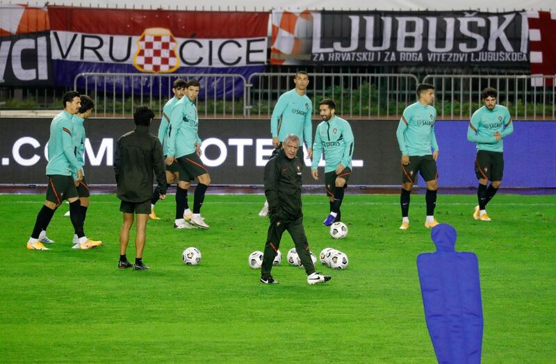 Portugal players during training in Split. EPA