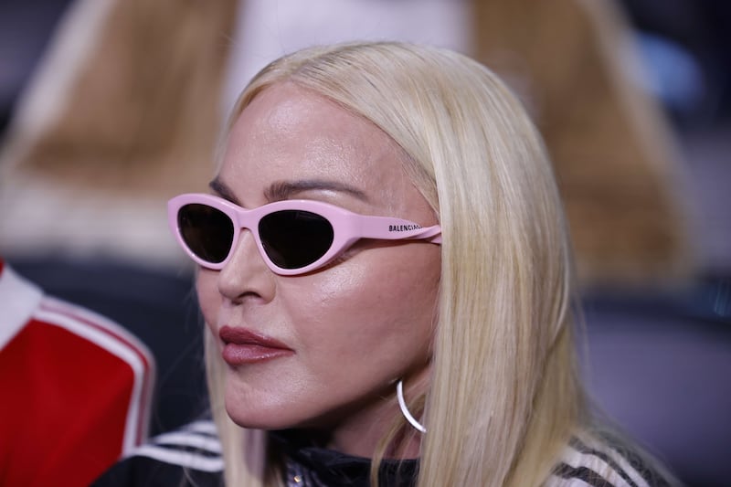 Madonna at the Gervonta Davis v Rolando Romero fight for the WBA World lightweight title in 2022 at Barclays Centre, New York. Getty / AFP
