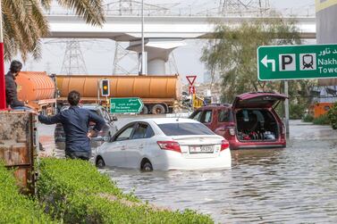 Flooding in Dubai caused by heavy rain. Researchers say rising sea levels could eventually threaten some coastal areas in the UAE. Ruel Pableo for The National