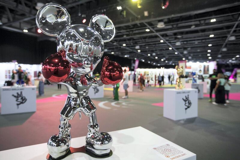 Dubai, United Arab Emirates - Mikey Mouse by artist Sanuj Birla at the World Art Dubai at Dubai World Trade Centre.  Leslie Pableo for The National for Razmig's story