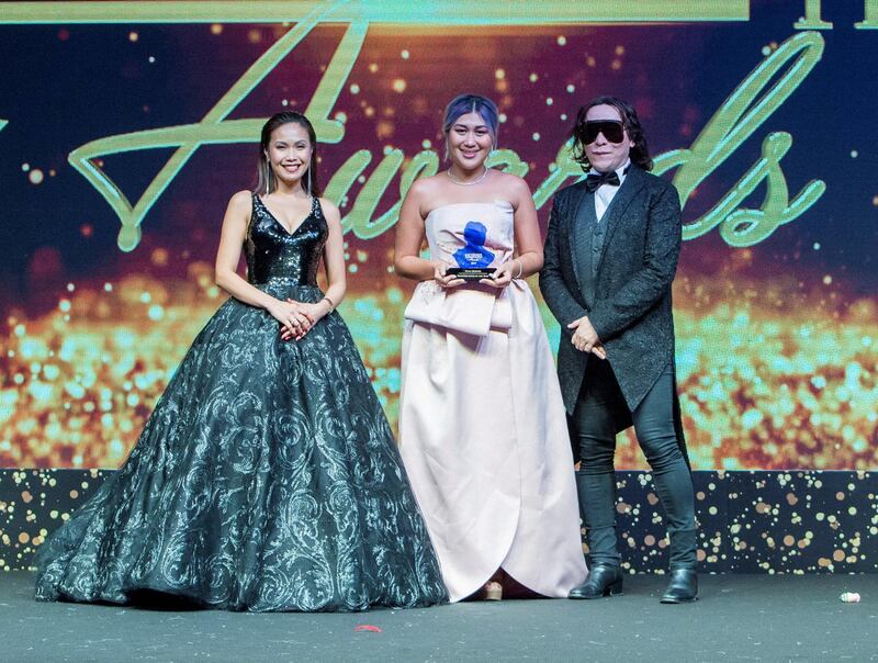 Dubai, United Arab Emirates- Hyku Desesto winner Photographer of the Year Individual Category awarded by Karen Remo and fashion designer Michael Cinco at the Filipino Times award at Sofitel at The Palm.  Ruel Pableo for The National