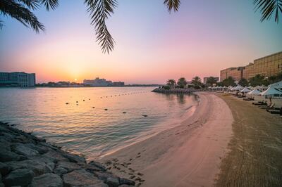 The private shoreline at Traders Hotel, Qaryat Al Beri, Abu Dhabi. Courtesy Tajawal