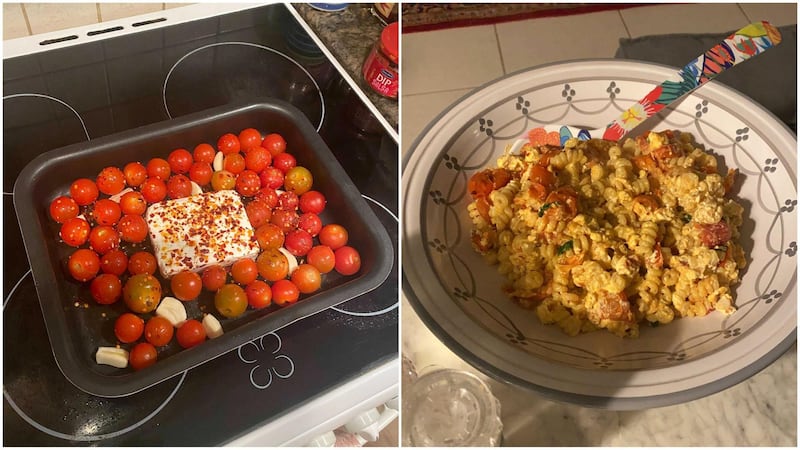 Baked feta cheese pasta, made from melting the cheese with cherry tomatoes to create a creamy sauce, has taken the Internet by storm. Farah Andrews / The National