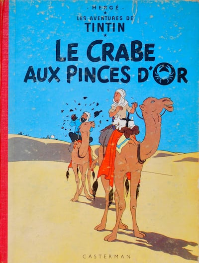 EMECBR Le Crabe aux Pinces dOr 1940/50s vintage Tintin book cover.. Image shot 2012. Exact date unknown. Ed Buziak / Alamy Stock Photo
