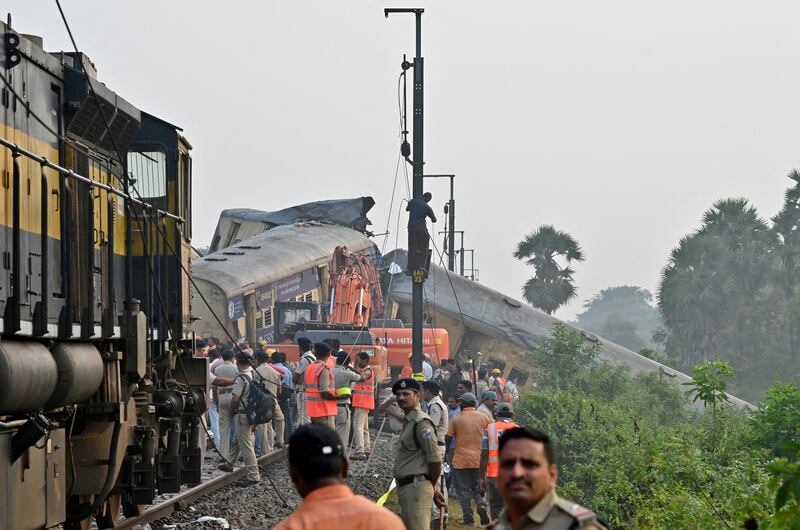 The aftermath of a fatal train crash in Andhra Pradesh state, India. Reuters