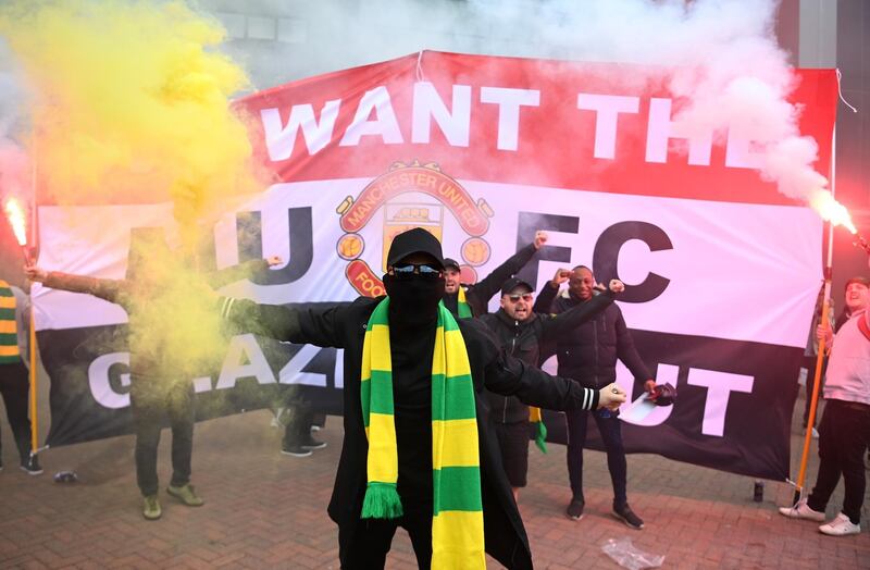 Fans protest against Manchester United's owners. Getty