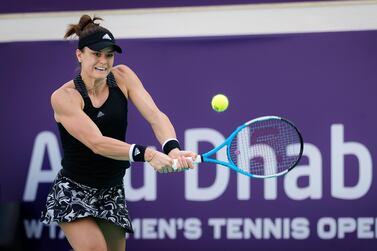 Maria Sakkari in action during the first round of the 2021 Abu Dhabi WTA Women's Tennis Open. Courtesy WTA