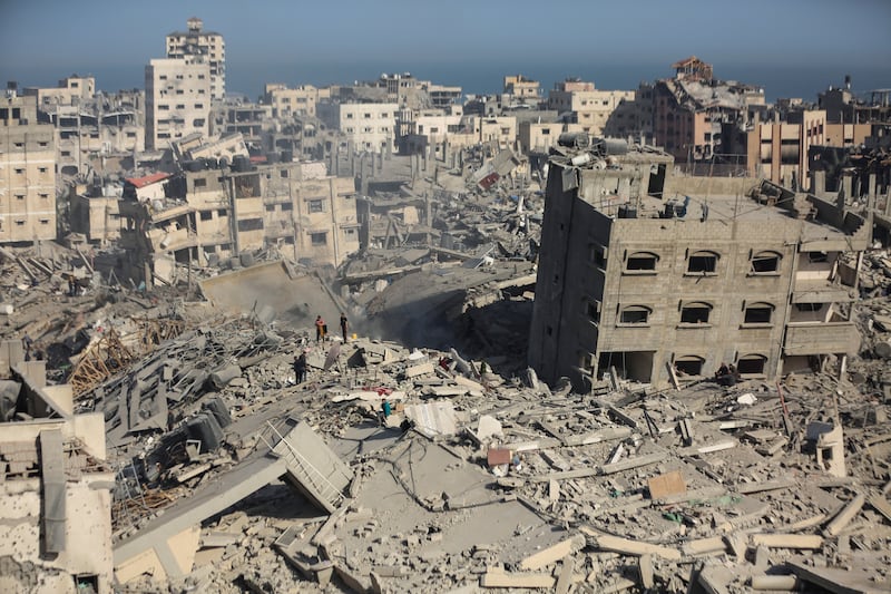 Destroyed houses and buildings around Al Shifa Hospital. Reuters