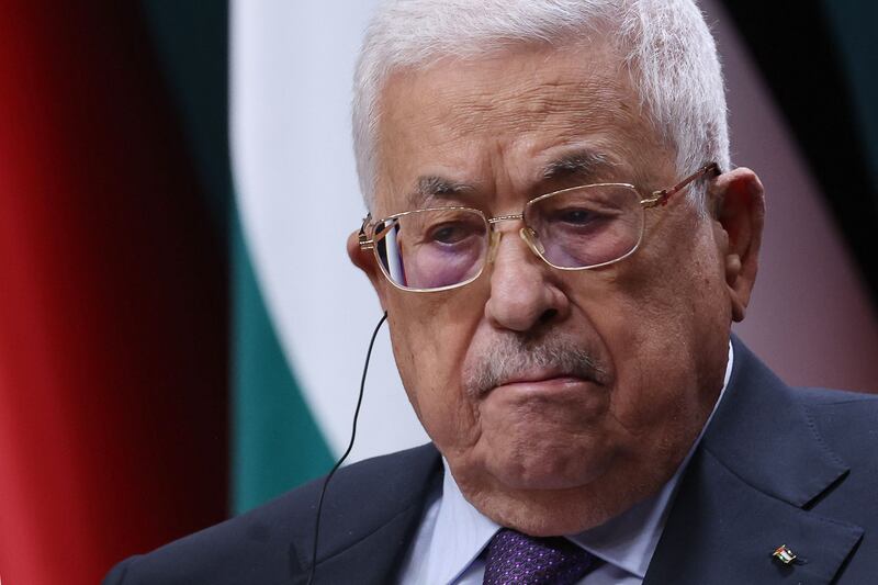Palestinian President Mahmoud Abbas attends a press conference in Turkey in July. AFP