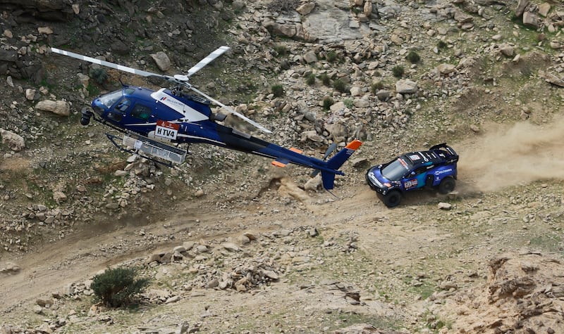 Teltonika Racing's Vaidotas Zala and co-driver Paulo Fiuza in action during Stage 1. Reuters